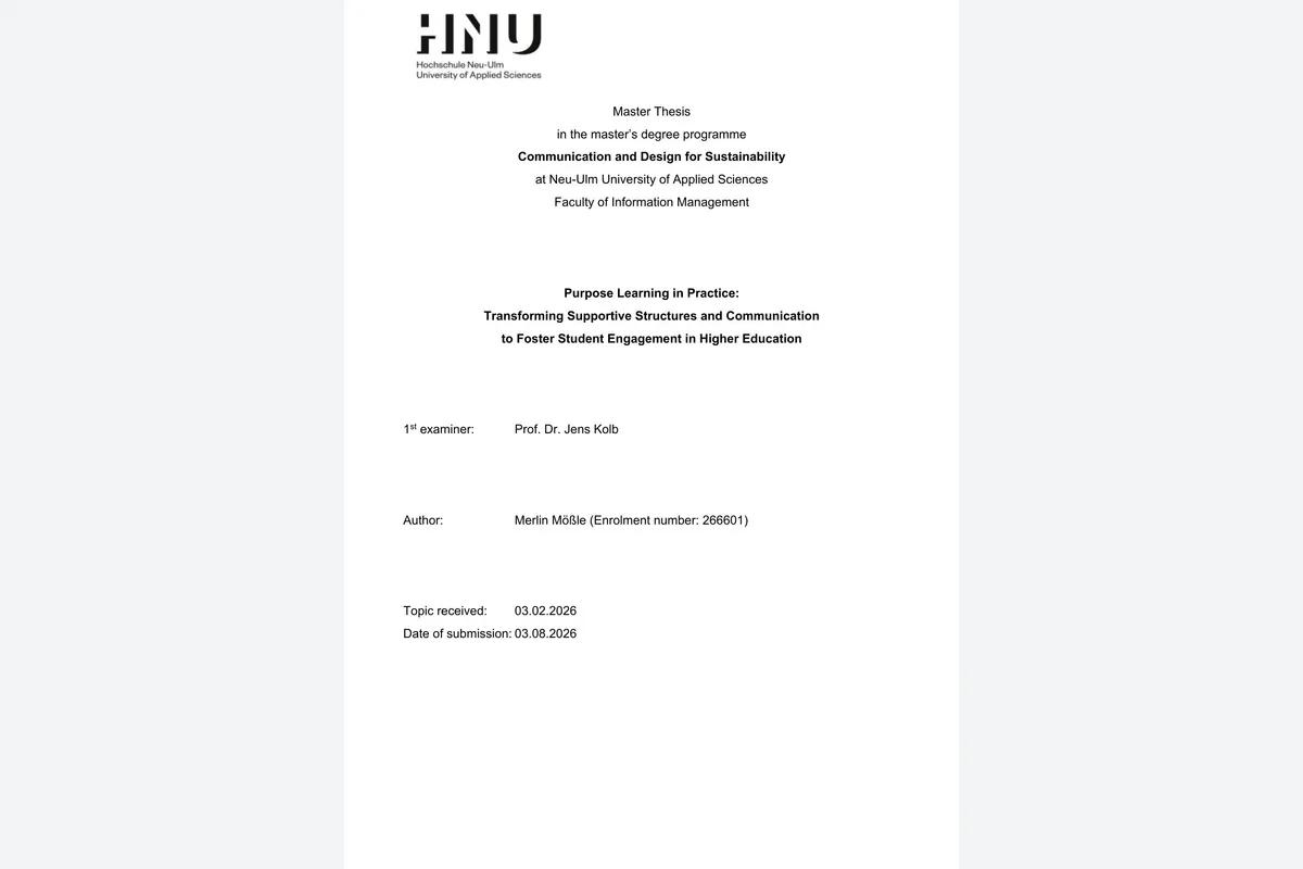 Titelseite der Masterarbeit